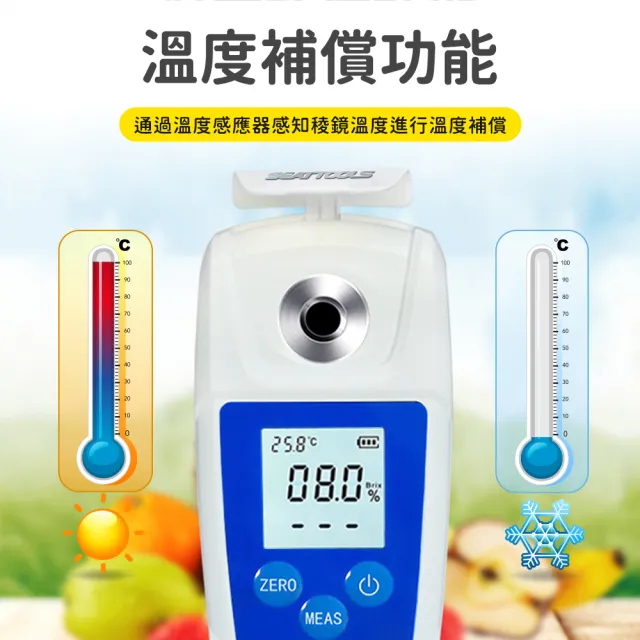 二合一糖度計 0-55% 糖度濃度計 水果甜度計 溫度甜度 手持式糖度計 果汁糖度檢測 618-PSM55A