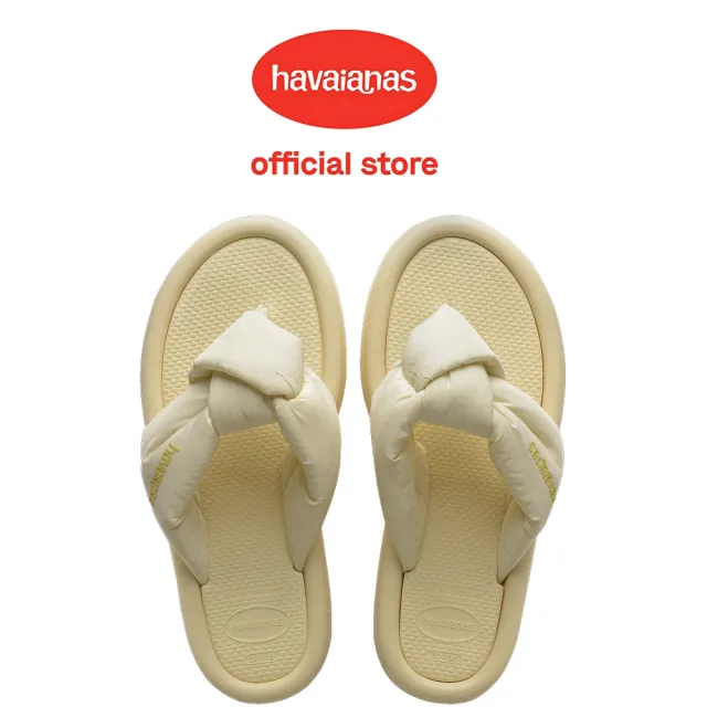 【havaianas 哈瓦仕】拖鞋 女鞋 夾腳拖鞋 雲朵 澎澎帶 厚底 增高 Over Puffed 燕麥奶 4150281-9256W