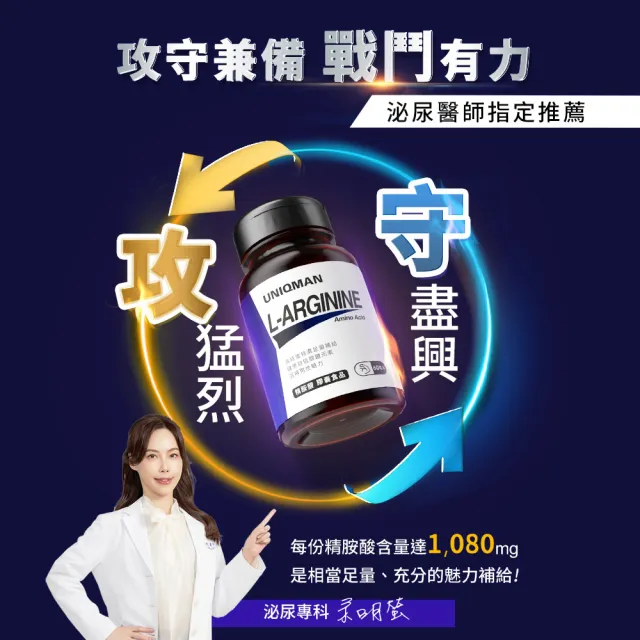 【UNIQMAN】精胺酸 素食膠囊 2瓶(60粒/瓶)