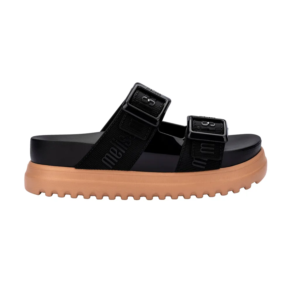 【Melissa】LOGO雙扣帶厚底拖鞋(黑色)