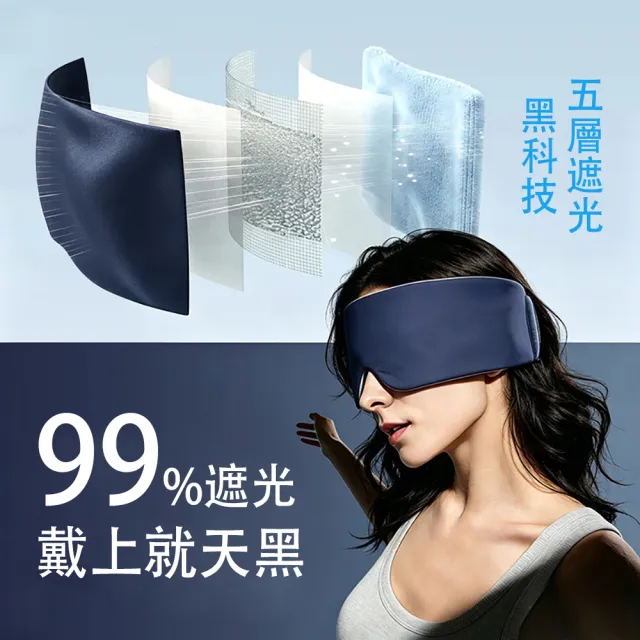 【MUAN】360度包裹重力涼感遮光睡眠眼罩 玻尿酸無痕眼罩(隔音助眠眼罩/減壓紓壓/午休旅行眼罩)