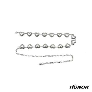 【HONOR 山形屋】復古愛心雕紋金屬腰鍊-銀灰