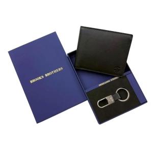 商務紳士 Brooks Brothers 皮夾 鑰匙圈 禮盒組 羊皮 短夾 卡夾 錢包 壓印Logo 送禮 @1928