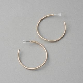 【ete】〔Signal Hoop〕簡約圈形耳環 M(粉霧金色 金色)