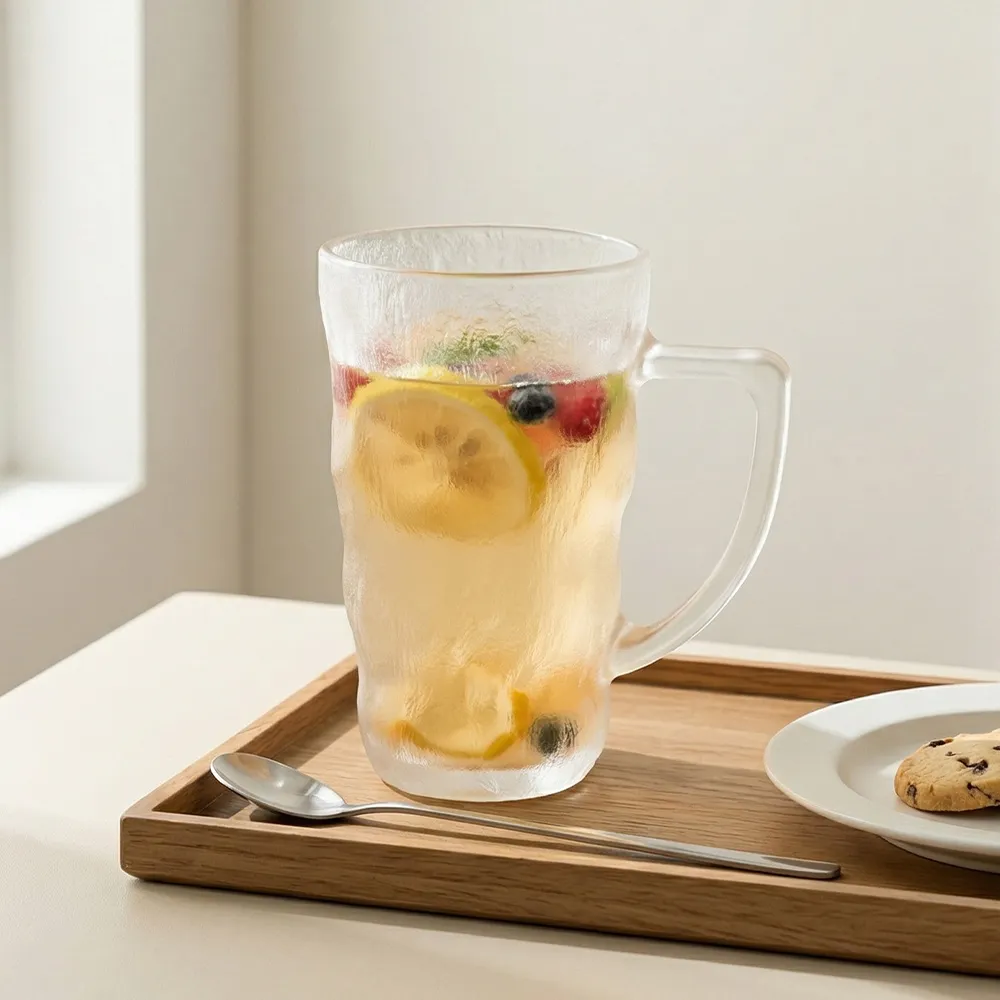 【Just Home】冷霧石紋玻璃直身馬克杯300ml(杯 馬克杯 冷水杯 冷飲杯)