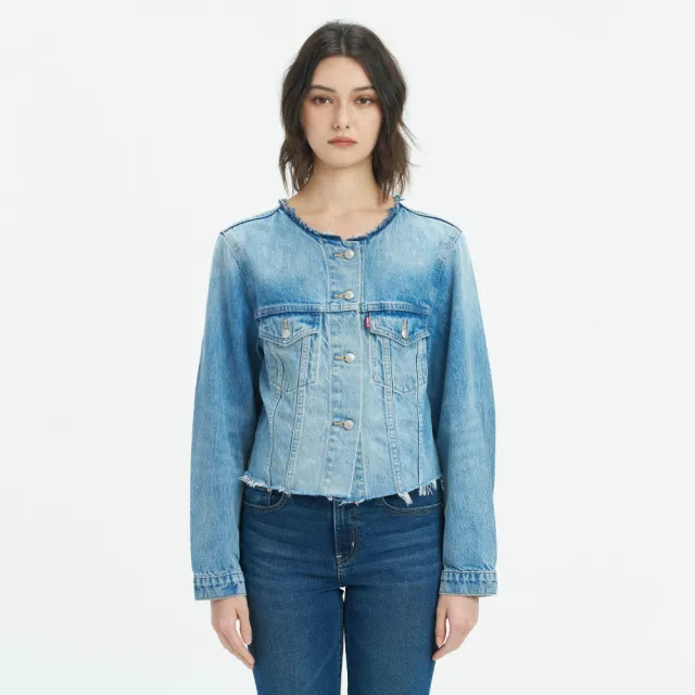 【LEVIS】女款 牛仔外套 短版外套 女生外套 熱賣單品 001C1-0000