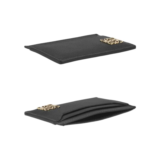 【LOEWE 羅威】Anagram 卵石紋小牛皮純色卡夾(黑色)