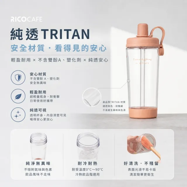【RICO 瑞可】RICOCAFE 輕量化TRITAN材質 酷力COOLID LITE 900ml(吸管杯/環保杯/隨行杯)
