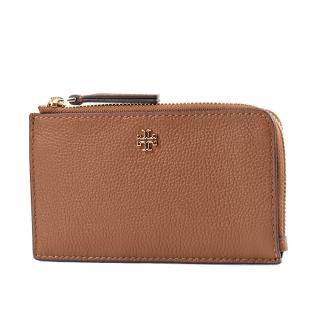 【TORY BURCH】Blake 荔枝紋L型拉鍊證件/零錢包-焦糖棕
