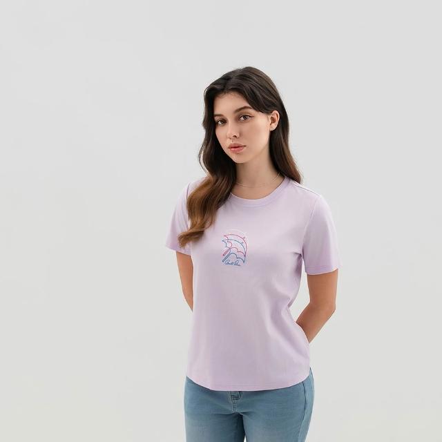 【Arnold Palmer 雨傘】女裝-漸層傘LOGO印花圓領短袖T-Shirt-淡紫色