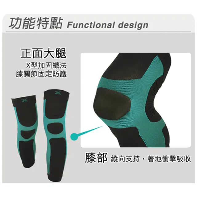 【Leader X】進化版X型運動壓縮護膝腿套 2色任選(XW-03 X型膝部保護 後腿Y型支托 2只入)