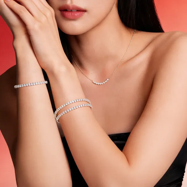 【JOY COLORi 未來鑽石】10K金 總重2.8克拉 15cm以下 鑽石手鍊 網球手鍊  (培育鑽石 BRE302LGVB)