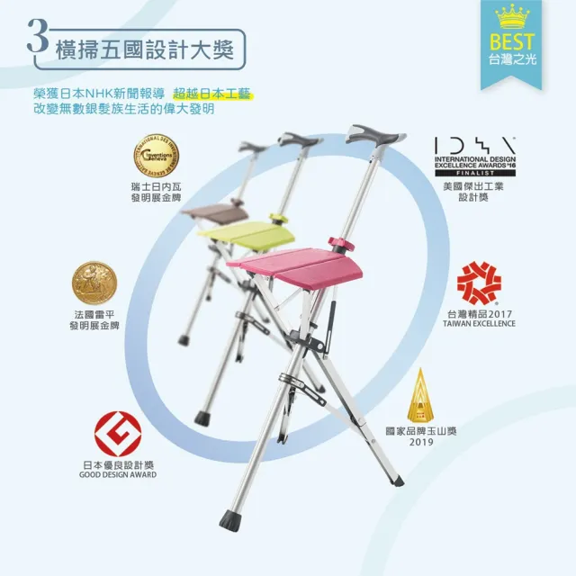 【Ta-Da 泰達】新握把升級 自動手杖椅 隨身椅 (台灣製、原廠保固、免運費、握把升級止滑)