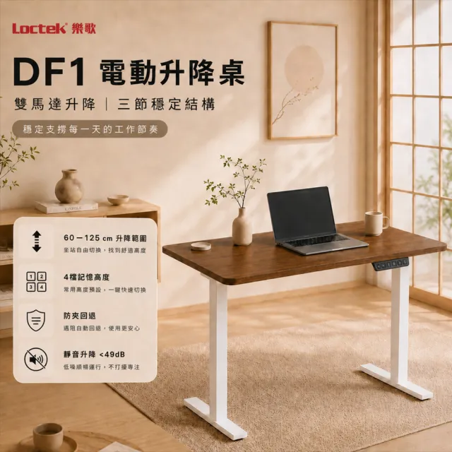DF1 電動升降桌 180*80 三段式雙馬達快充版(免費安裝/書桌/工作桌/居家辦公桌/電腦桌/站立桌)