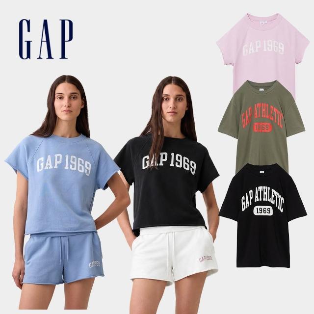 【GAP】男/女裝 寬鬆法式毛圈布圖案 短袖T恤-多款任選(900971&894494)