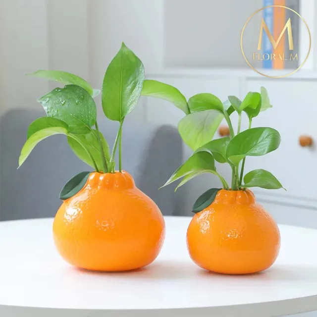 【Floral M】大橘大利水果造型陶瓷花瓶(花瓶/插花/玻璃瓶/花器/花盆/陶瓷花瓶/桌面擺飾/居家裝飾)