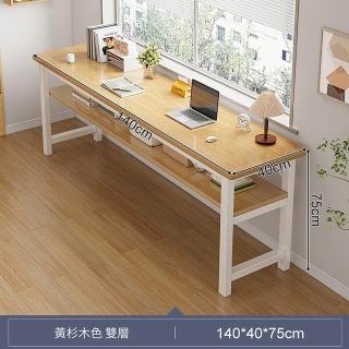 【MINE 家居】書桌 工作桌 寬度140公分原木色 140*40*75 公分黑架白架 雙色選購(加厚板材 穩固框架)