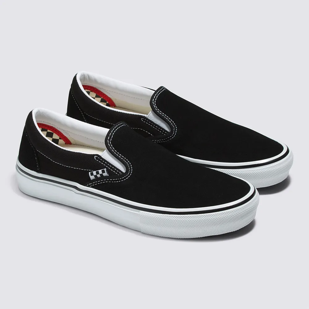 【VANS】官方旗艦 Skate Slip-On 黑色專業滑板鞋/休閒鞋