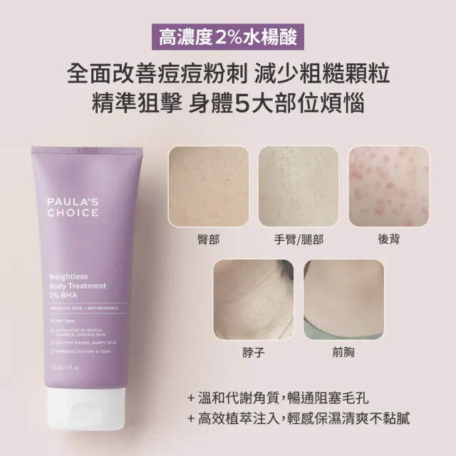 【PAULA’S CHOICE 寶拉珍選】2%水楊酸經典特惠組(2%水楊酸身體乳210ml+2%水楊酸精華液30ml/Paulas Choice)
