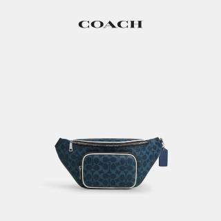 【COACH】蔻馳官方直營 TRAVIS 35 經典 SIGNATURE 腰包 胸包-SV藍色經典標誌(CET44)