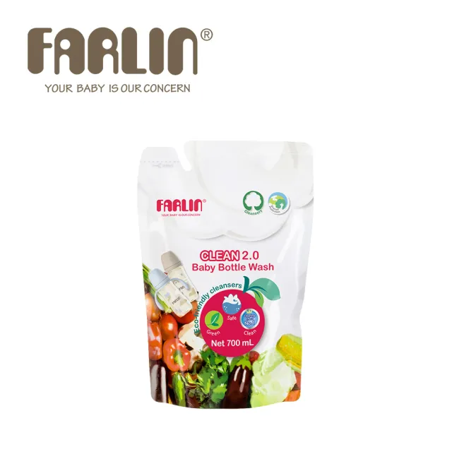 【Farlin】EcoClean 植物性奶瓶蔬果清潔劑-補充包700ml(液態/慕斯通用)