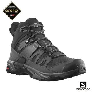 【salomon】男 X ULTRA 4 GTX 中筒登山鞋 黑 珍珠藍 L41383400 防水登山鞋