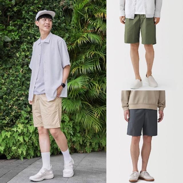 【MUJI 無印良品】男水洗平織布舒適短褲(墨灰/黑色/米色/煙燻粉/卡其綠/煙燻藍/深藍/灰棕)