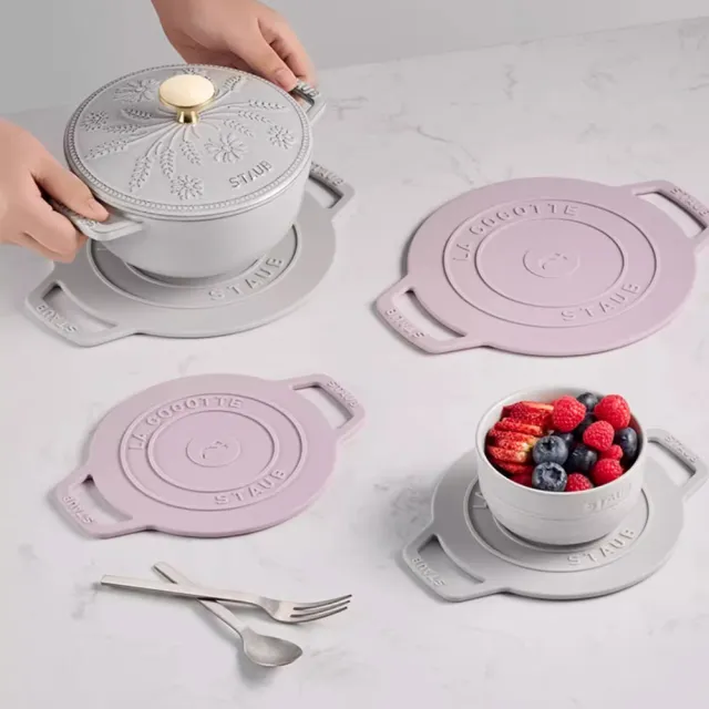 【STAUB】矽膠防滑隔熱墊鍋墊4件組-松露白/日暮粉(德國雙人牌集團官方直營)