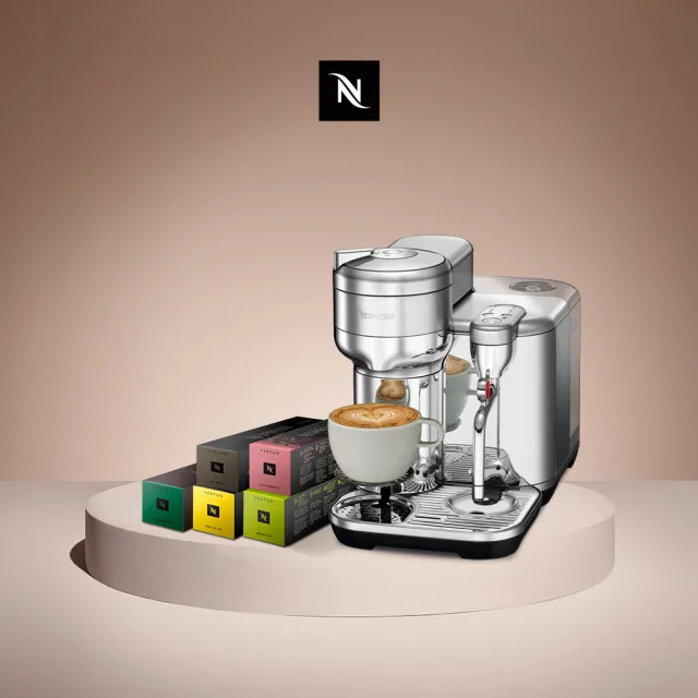 【Nespresso】Vertuo Creatista膠囊咖啡機_不鏽鋼金屬色 奶泡機 全自動咖啡機(晨間美式50顆組)