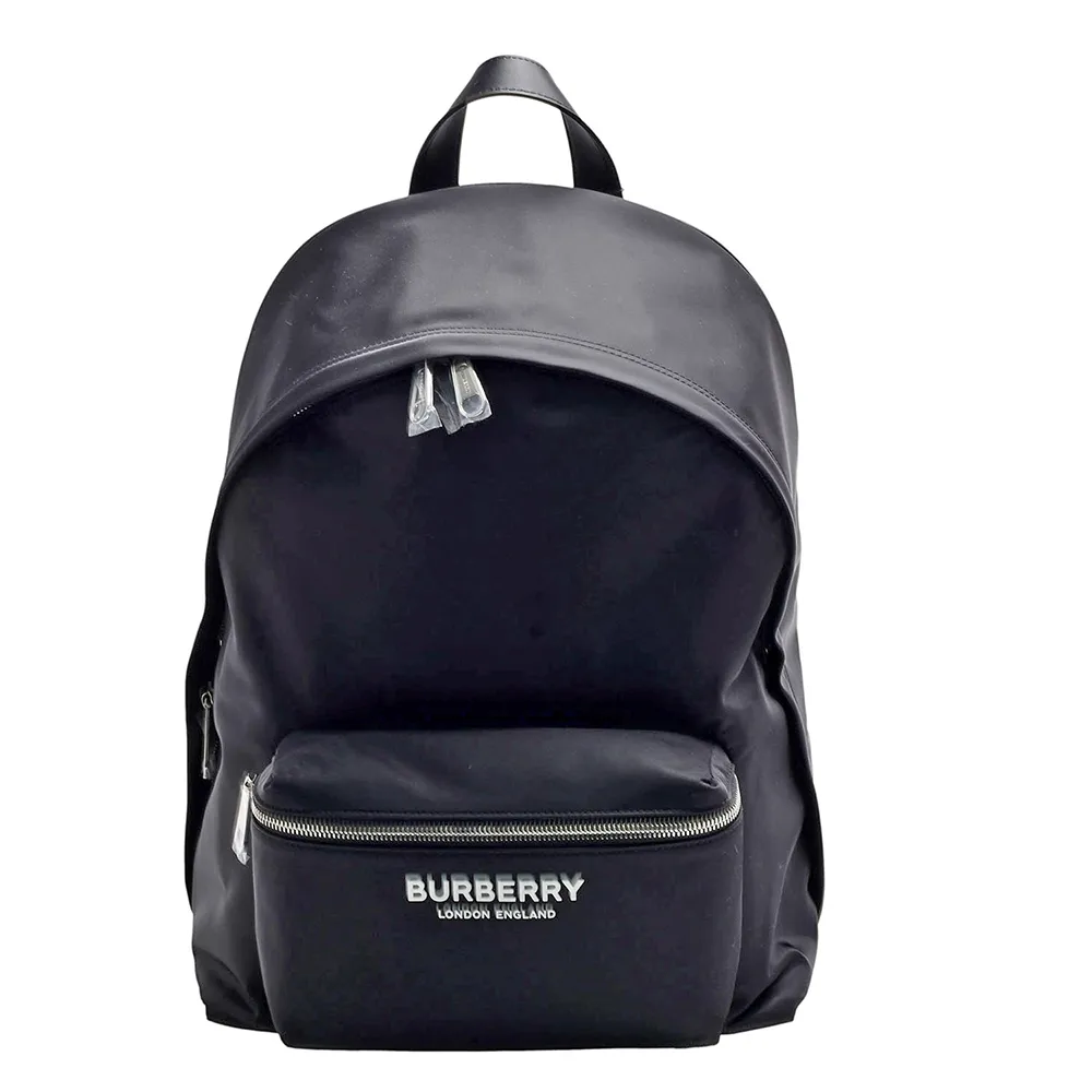 【BURBERRY 巴寶莉】經典品牌LOGO尼龍後背包(黑色8063495)