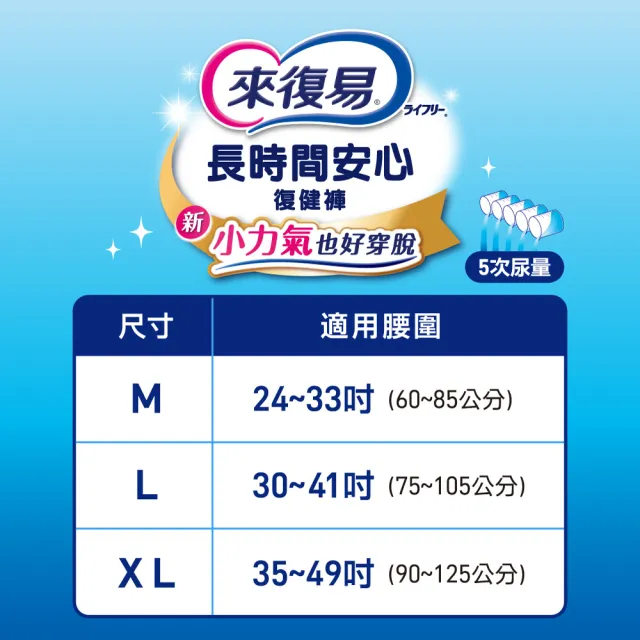 【來復易】長時間安心/夜安心復健褲M-XL 箱購 (成人紙尿褲/褲型紙尿褲)