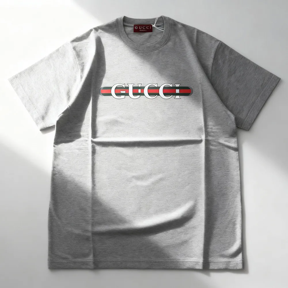 【GUCCI 古馳】GUCCI 印花圓領短袖T恤(男款/灰)