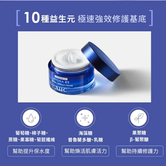 【AHC】超微導B5能量修護賦活霜50g_2入組(小藍霜/益生菌/敏感肌/保濕霜/新客入手組)