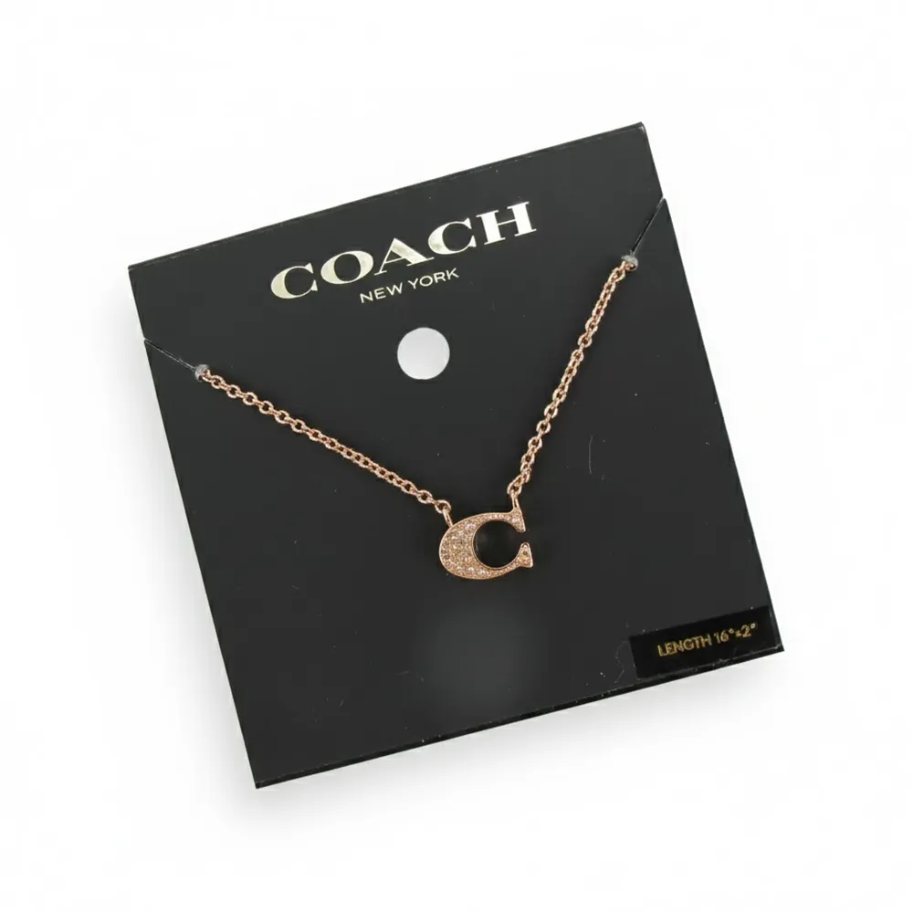 【COACH】時尚經典潮流項鍊(玫瑰金水鑽C)