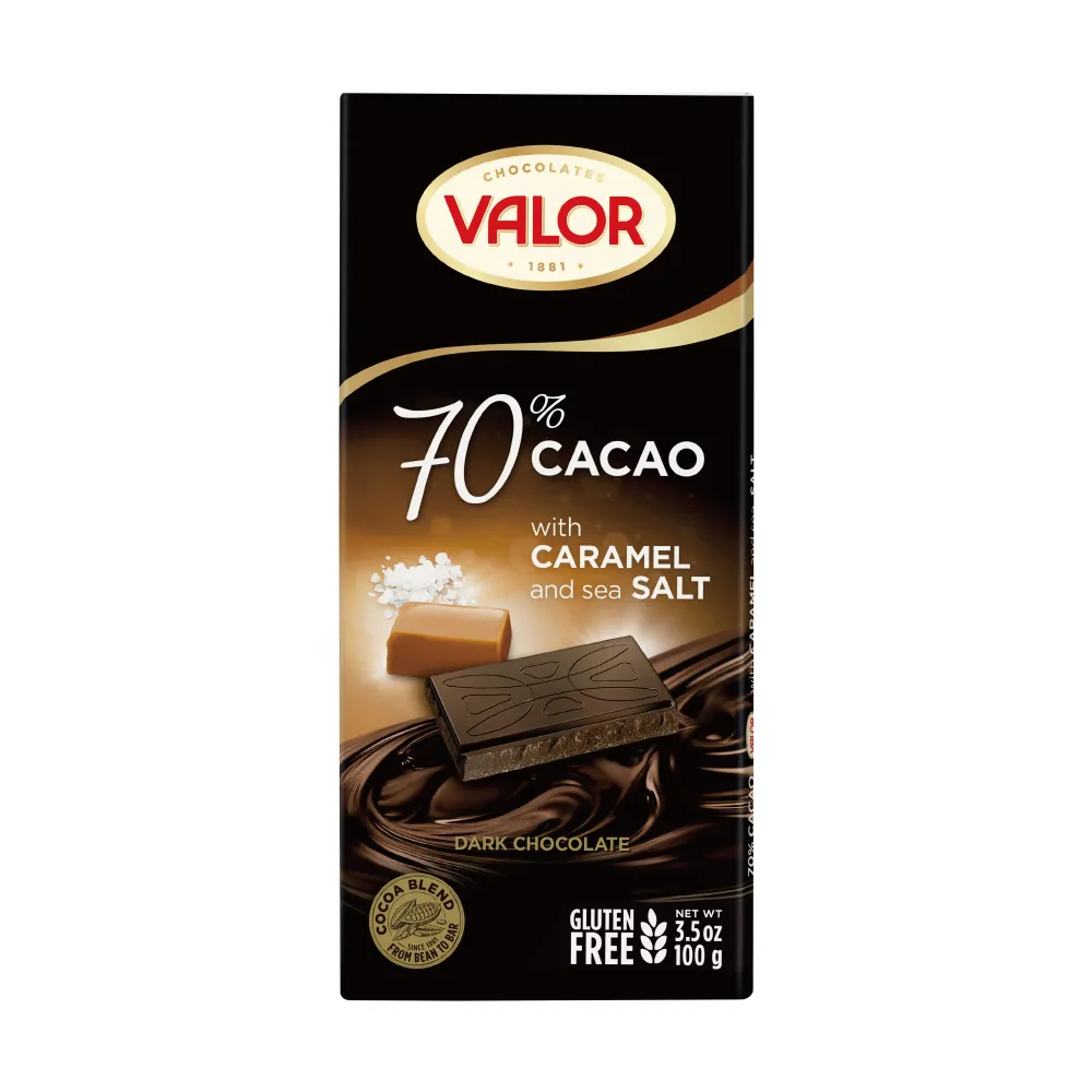 【Valor】70%焦糖海鹽黑巧克力片100g/片