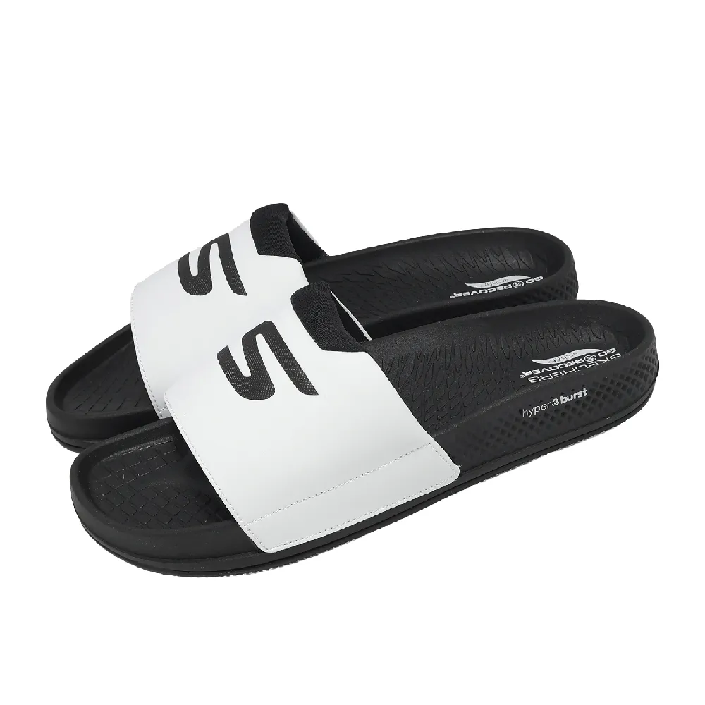 【SKECHERS】涼拖鞋 Arch Fit Hyper Slide 男鞋 白 黑 輕量 彈力拖鞋 229254WBK