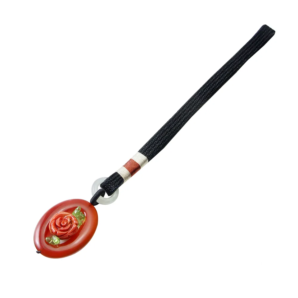【大東山珠寶】紅玉髓玫瑰珊瑚玉珮掛飾 納財好運(紅玉髓 / 珊瑚)