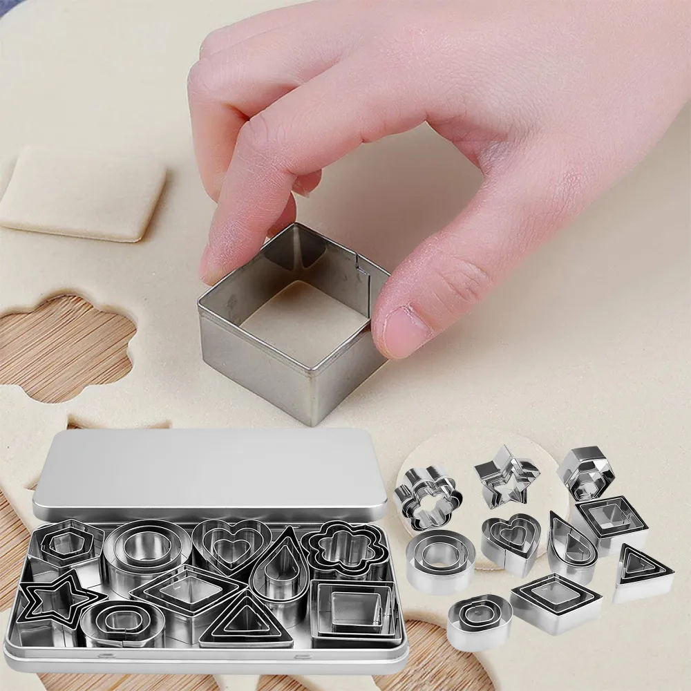 【烘焙用品】diy曲奇餅乾不沾造型模具30件組-附收納盒(圓形 愛心形 星型 花 鳳梨酥壓模 手工餅乾)