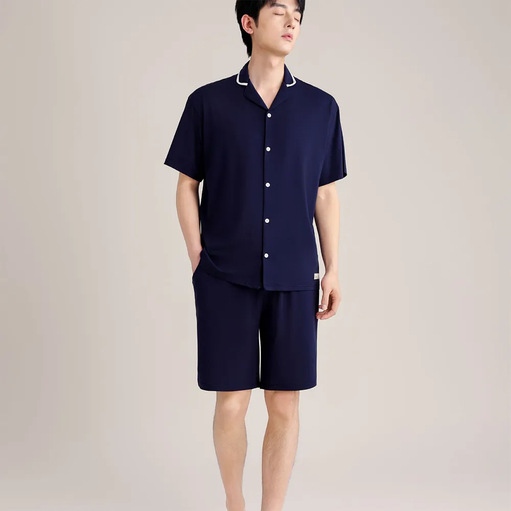 Hygieia天絲莫代爾+棉男性居家休閒短袖睡衣套裝(天絲莫代爾+棉男性居家休閒短袖睡衣套裝H560106)