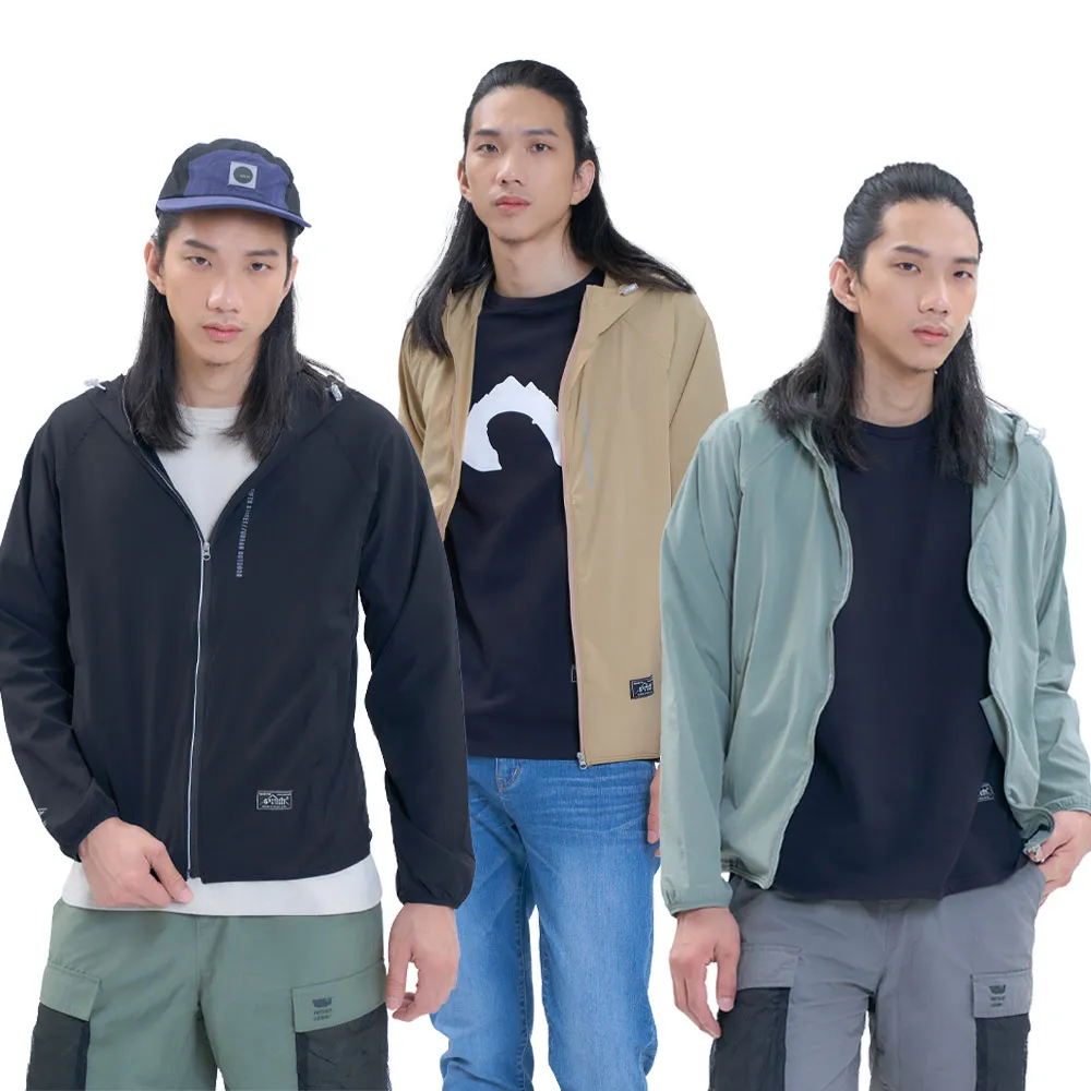 【5th STREET】男裝 防曬外套 連帽外套 抗UV 吸濕排汗 涼感 黑色 卡其 綠色(510612)