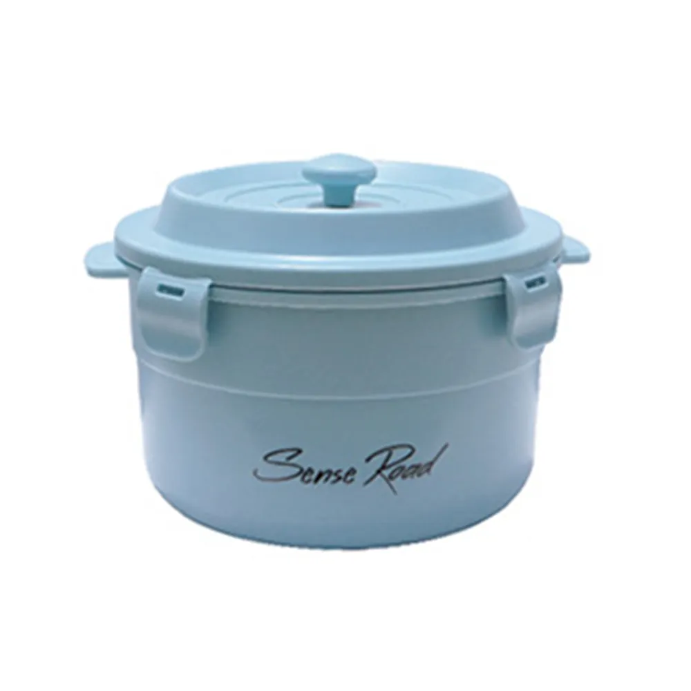 【SL】陶瓷內膽鑄鐵造型雙層便當盒 850ml R-3100 台灣製(湖冰藍)