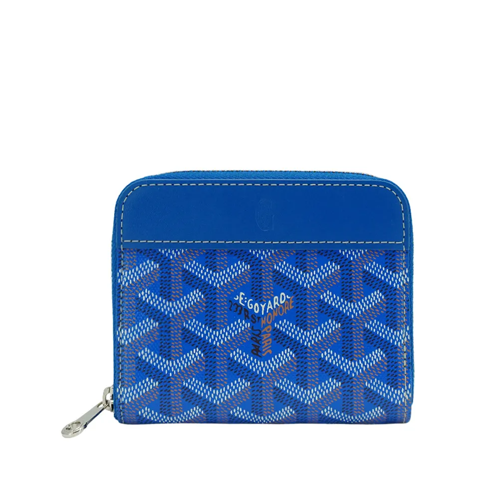【GOYARD 高雅德】Matignon PM 帆布拉鍊多夾層零錢包(藍)