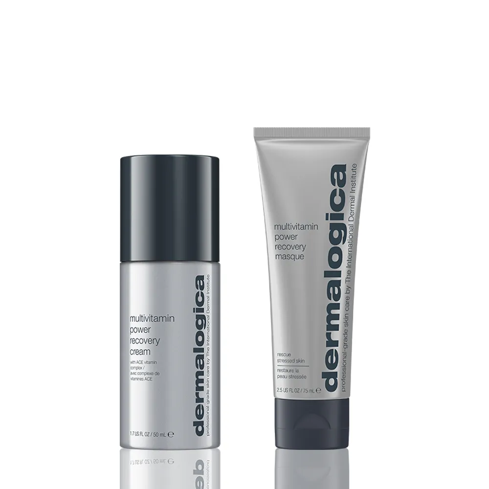 【dermalogica 德卡】減壓抗老明亮禮盒(多維面膜75ml+多維乳霜50ml/抗老拉提/提亮修護/德美樂嘉)