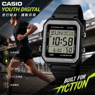 【CASIO 卡西歐】(W-221H-1A) 大面板 防水50米 世界時間 當兵 運動 學生必備