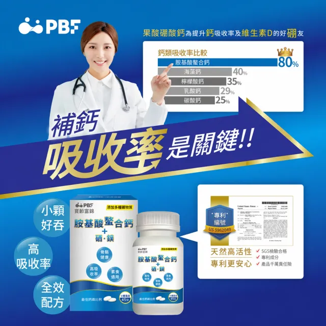 【寶齡富錦】胺基酸螯合鈣 8入組(45顆/盒-鈣/硼/鎂/骨骼強健)