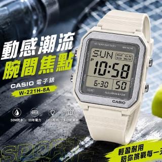 【CASIO 卡西歐】(W-221H-8A) 大面板 防水50米 世界時間 當兵 運動 學生必備