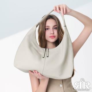 【2R 手工真皮】佛羅倫斯 Florence 牛皮垂墜造型肩背包 雅米白(真皮包包 肩背包)