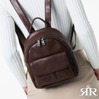 【2R 手工真皮】頭層牛皮Craftsman 文潮巧搭後背包 咖啡(真皮包包 後背包)
