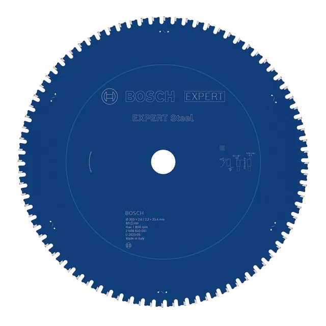 【BOSCH 博世】12吋切鐵圓鋸片305x2.6/2.2x25.4 T80