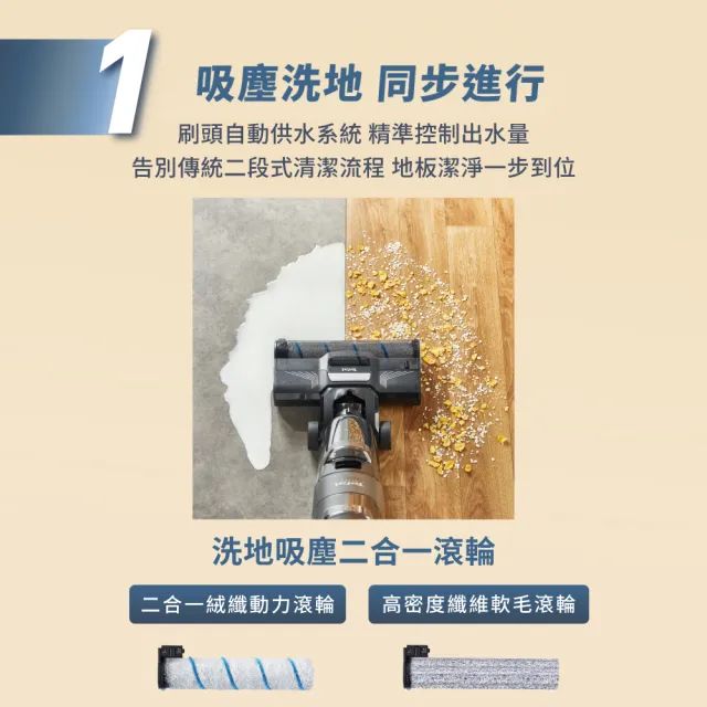 【Tefal 特福】X-clean 4無線智能洗地機-吸拖同步/自清模式/汙水不回流(GF5035HT)